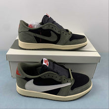 Cargar imagen en el visor de la galería, Travis Scott x Air Jordan 1 Low OG Black Sail Medium Olive Muslin DM7866-002
