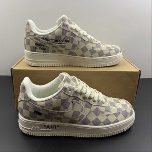 LV x Air Force 1 07 Low Cream Purple Metallic Gold IA9V9G