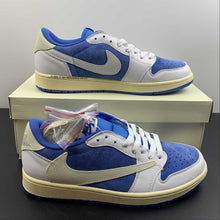 Cargar imagen en el visor de la galería, Fragment Design x Travis Scott x Air Jordan 1 Low OG SP White Blue Barb Sail CQ4277-212
