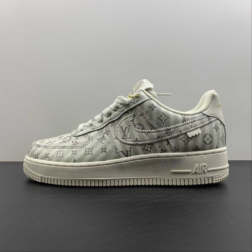 LV x Air Force 1 07 Low Light Green Gray Metallic Gold IA9V9E
