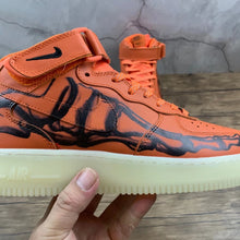 Cargar imagen en el visor de la galería, Air Force 1 07 Mid Skeleton Brilliant Orange Black CU8067-801
