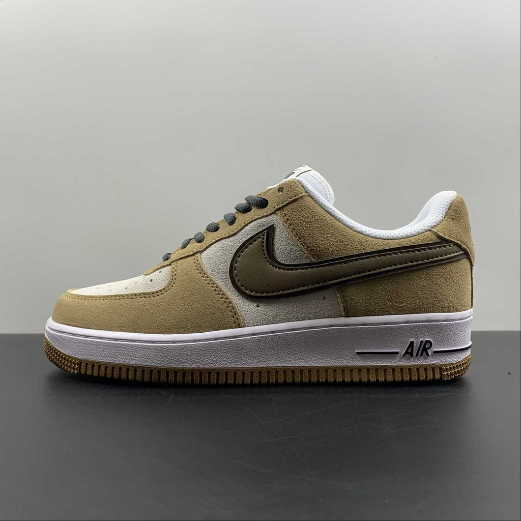 Air Force 1 07 Low Khaki Suede White Black HH9636-326