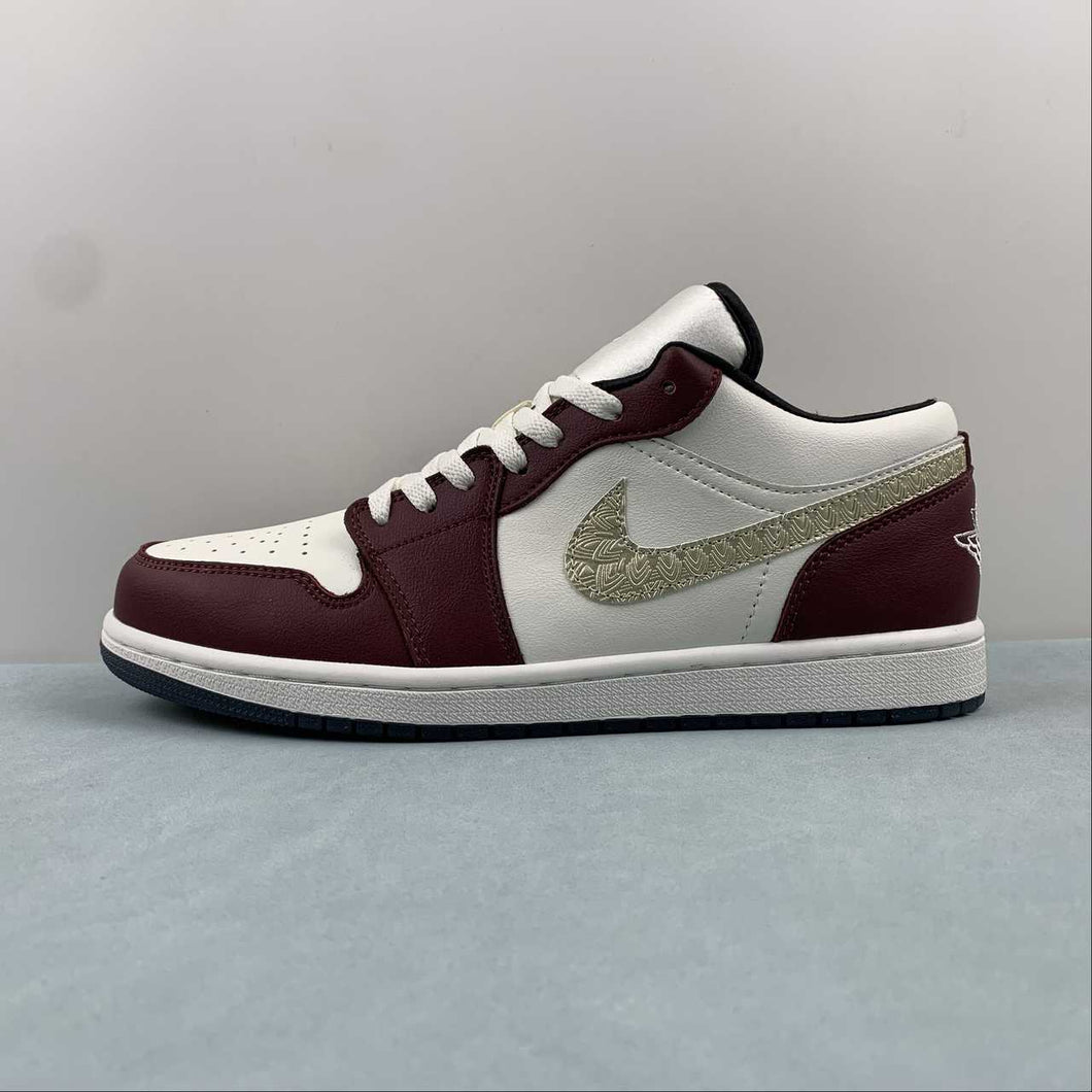 Air Jordan 1 Low SE CNY Sail Metallic Gold Grain Dark Team Red FJ5735-100
