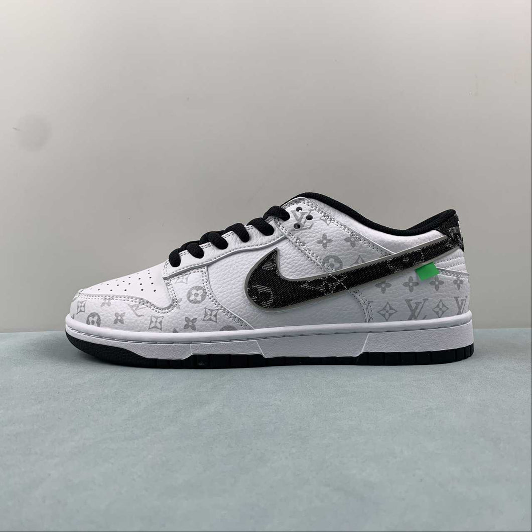 LV x SB Dunk Low White Black Silver LV0526-591