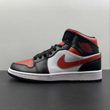 Cargar imagen en el visor de la galería, Air Jordan 1 Mid White Black Red 554724-079
