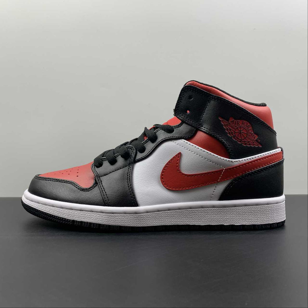 Air Jordan 1 Mid White Black Red 554724-079