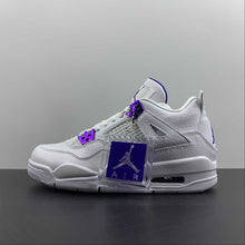 Cargar imagen en el visor de la galería, Air Jordan 4 Retro GS White Metallic Silver Court Purple 408452-115
