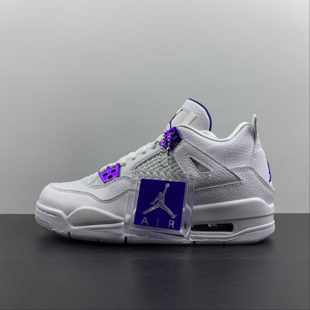 Air Jordan 4 Retro GS White Metallic Silver Court Purple 408452-115