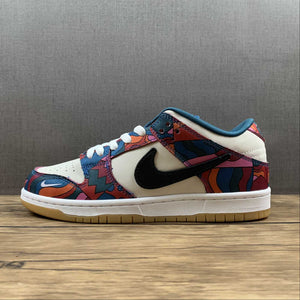 SB Dunk Low Parra 2021 Fire Pink Gym Red Mocha Royal Blue DH7695-600