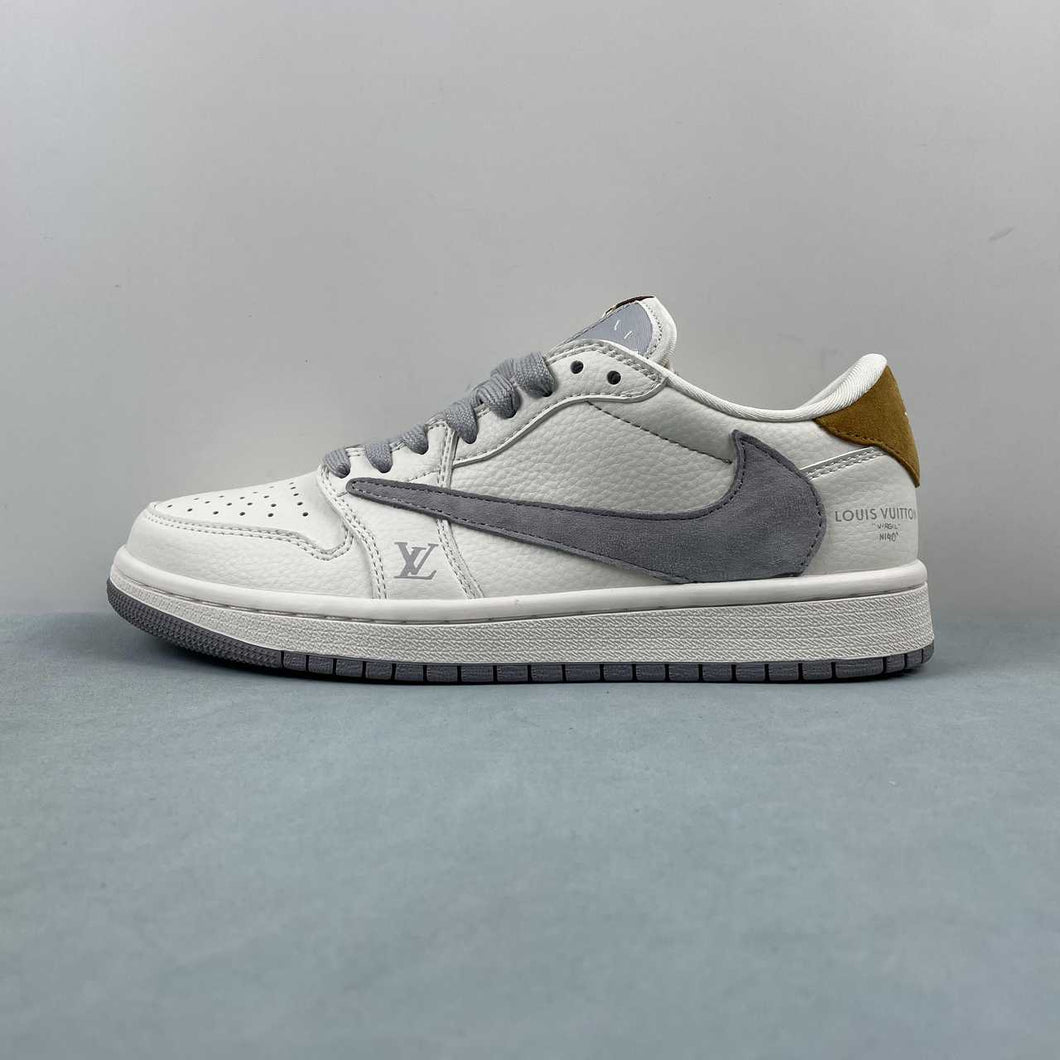 Fragment Design x Travis Scott x Air Jordan 1 Low OG SP LV Off White Grey Brown LX1988-800