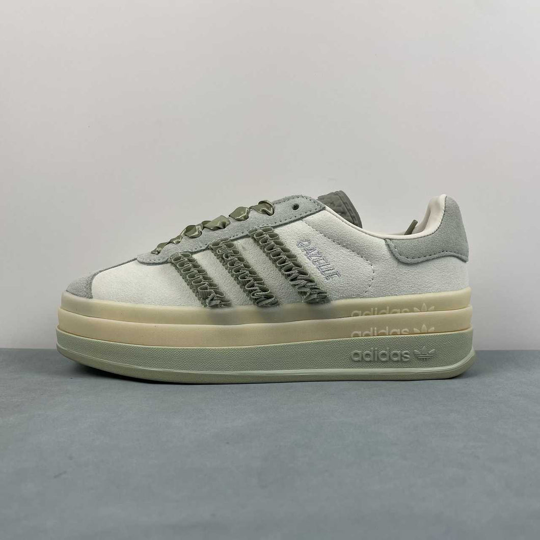 Adidas Gazelle Bold Cream White Halo Green Orbit Gray JR8373