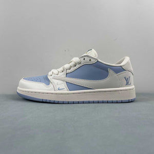Fragment Design x Travis Scott x Air Jordan 1 Low OG SP LV White Blue BB6588-103