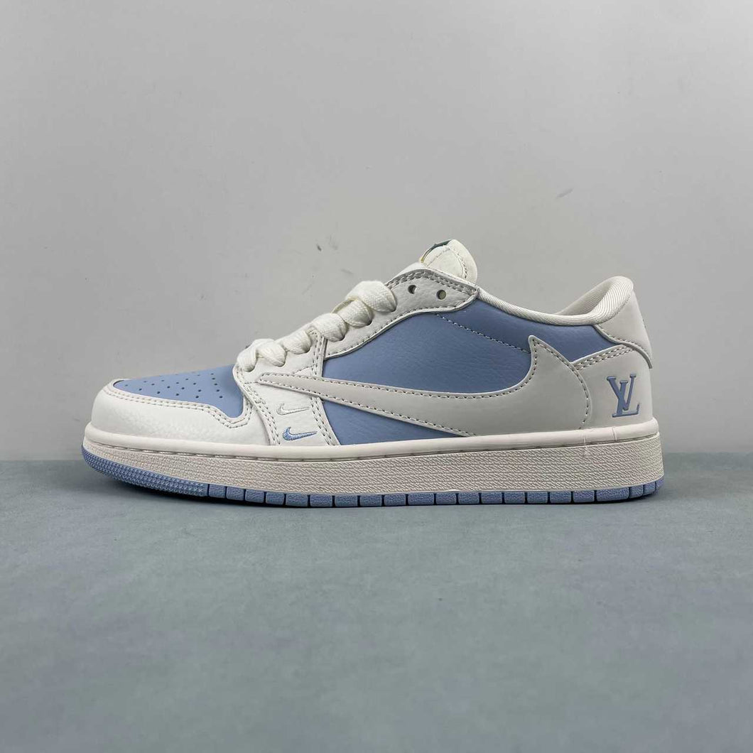 Fragment Design x Travis Scott x Air Jordan 1 Low OG SP LV White Blue BB6588-103