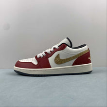 Cargar imagen en el visor de la galería, Air Jordan 1 Low SE Sail Metallic Gold Grain Dark Team Red FJ5735-100

