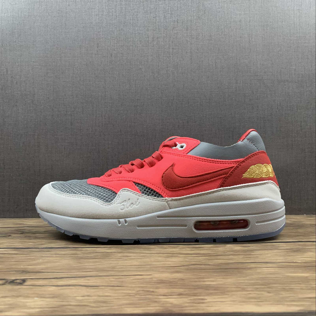 Clot x Air Max 1 Kiss of Death Solar Red University Red Cool Grey DD1870-600