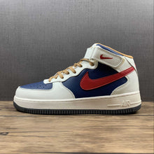 Cargar imagen en el visor de la galería, Air Force 1 07 Mid Beige Dark Blue University Red 512745-068
