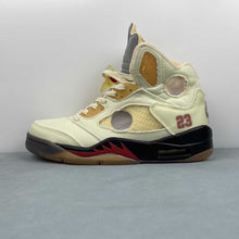Cargar imagen en el visor de la galería, Air Jordan 5 Retro Off-White Sail Sail Fire Red Muslin Black DH8565-100
