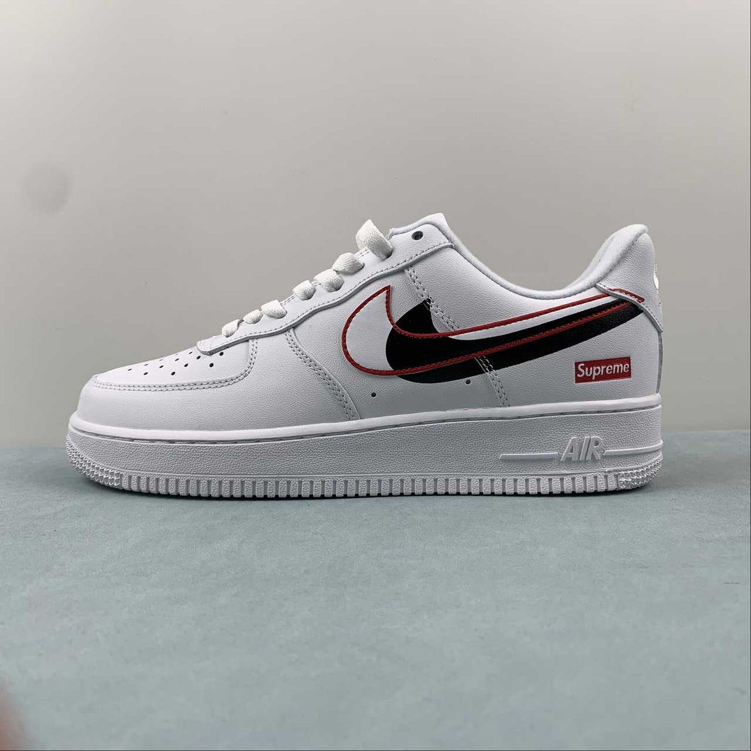 Supreme x Air Force 1 07 Low White Black Double Hook Shadow CU9225-100