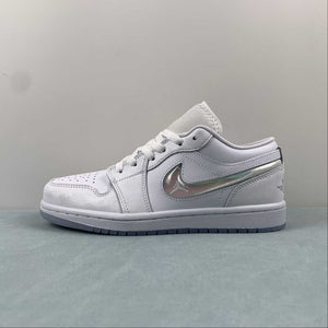 Air Jordan 1 Low GS White Iridescent Glitter Summit White Ice Blue FQ9112-100