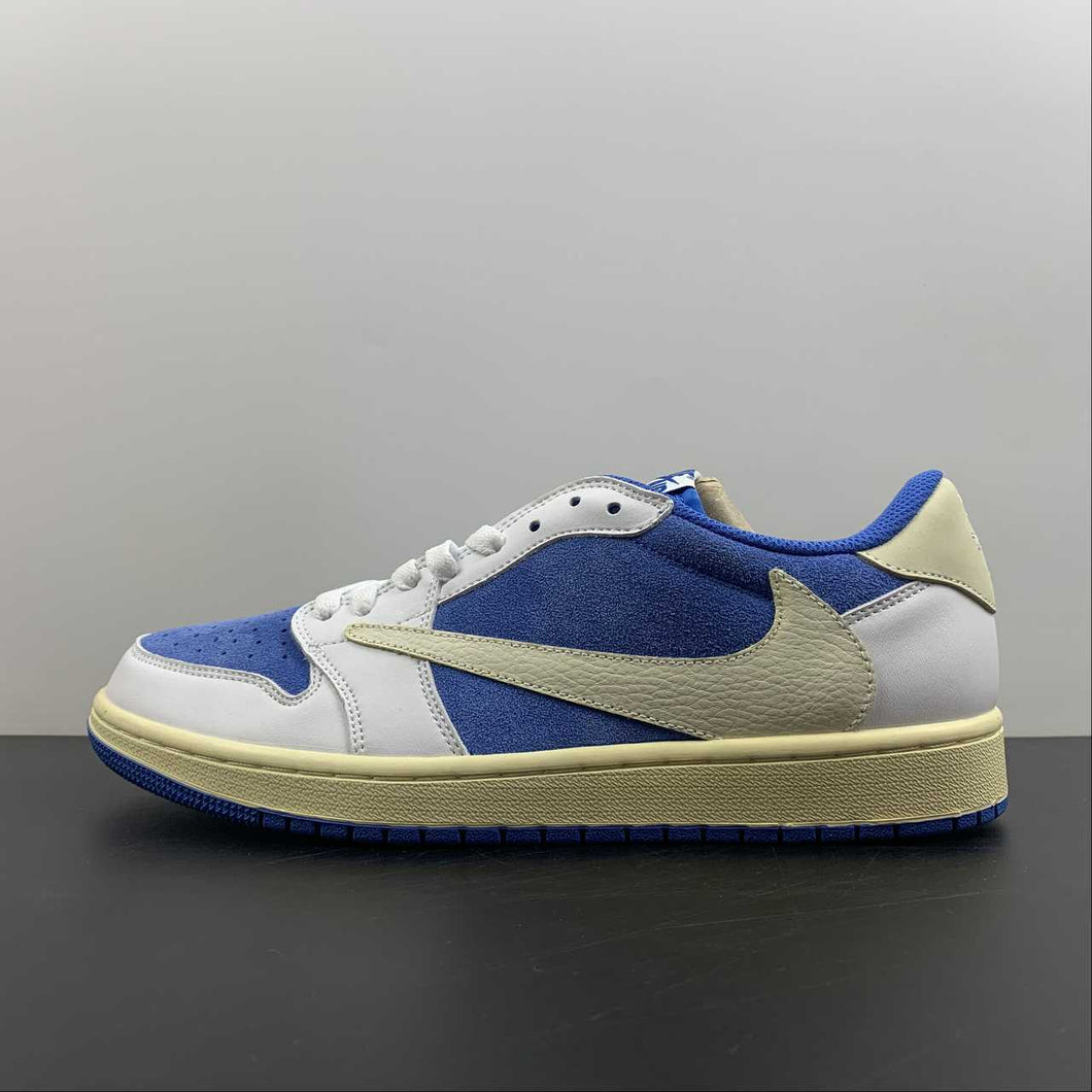 Fragment Design x Travis Scott x Air Jordan 1 Low OG SP White Blue Barb Sail CQ4277-212