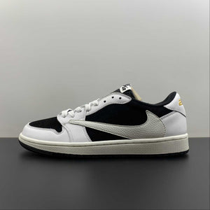 Fragment Design x Travis Scott x Air Jordan 1 Low OG Sail White Black Barb CQ4277-311