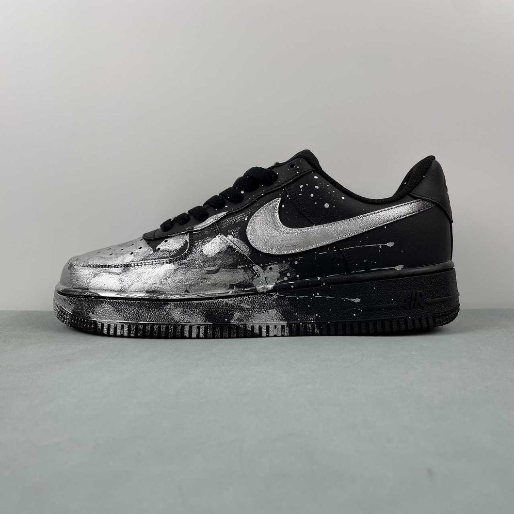 Air Force 1 07 Low Black Splash Silver Paint CW2288-012