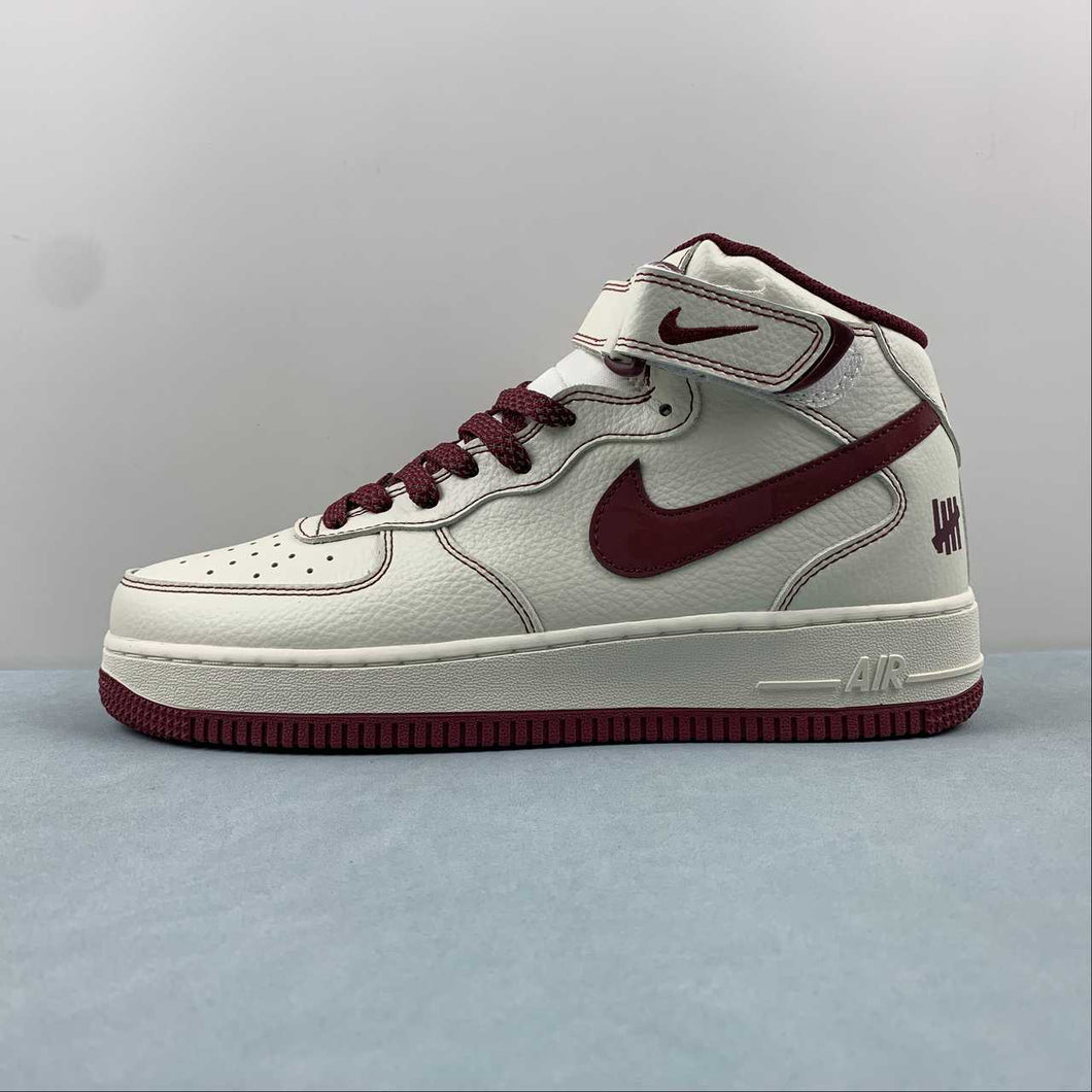 Undefeated x Air Force 1 07 Mid Off White Dark Red UW2369-015
