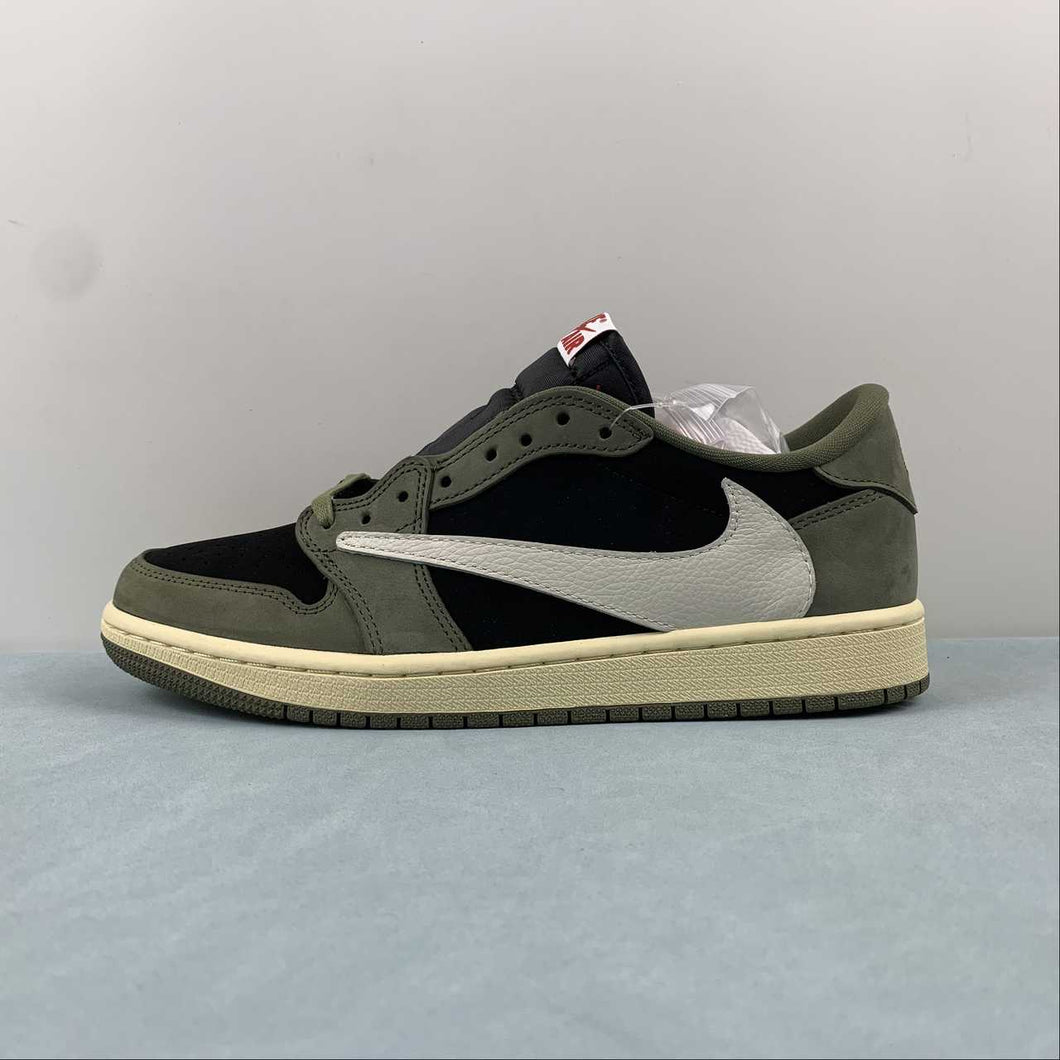 Travis Scott x Air Jordan 1 Low OG Black Sail Medium Olive Muslin DM7866-002