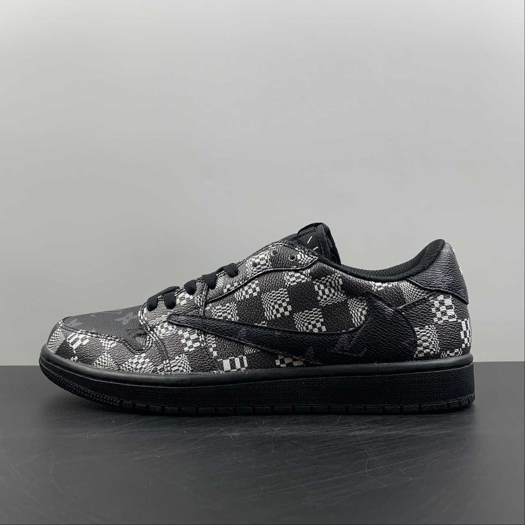 Air Jordan 1 Retro Low OG SP “Travis Scott and Louis Vuitton” Black Check Barb DM7866-662