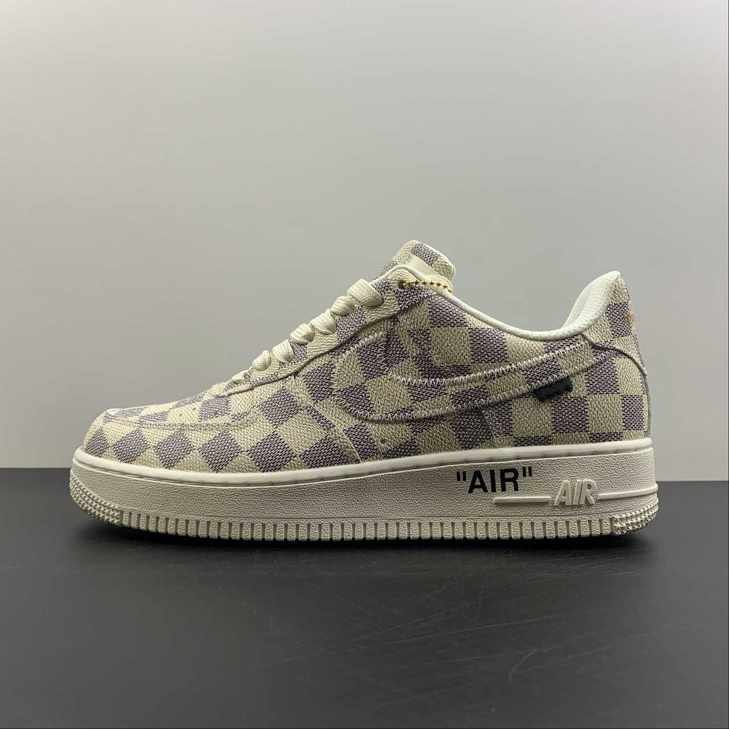 LV x Air Force 1 07 Low Cream Purple Metallic Gold IA9V9G