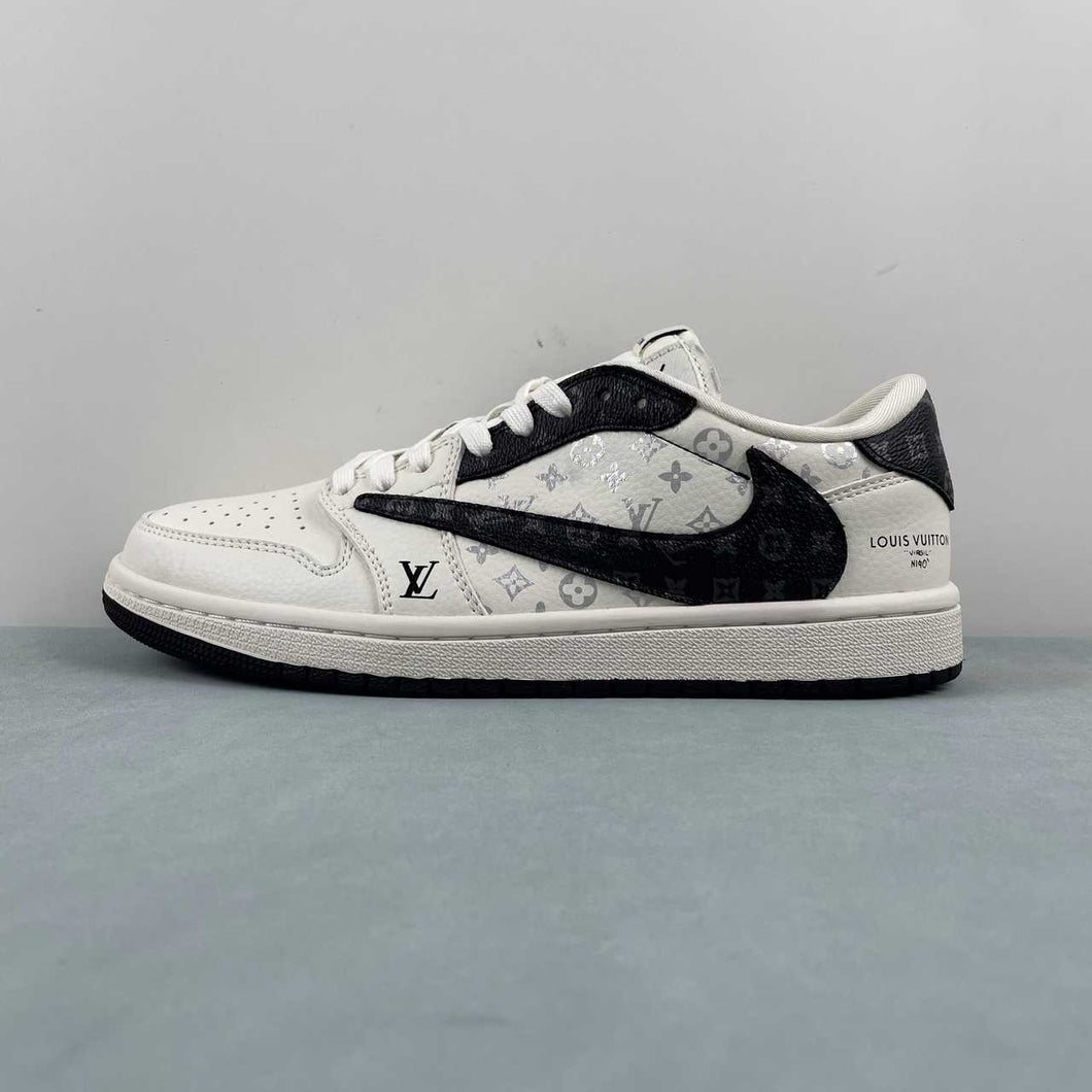 Fragment Design x Travis Scott x Air Jordan 1 Low OG SP LV White Black Black LX1988-600