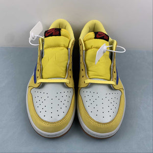 Travis Scott x Air Jordan 1 Low OG Canary Racer Blue Light Silver Gum Medium Brown DZ4137-700