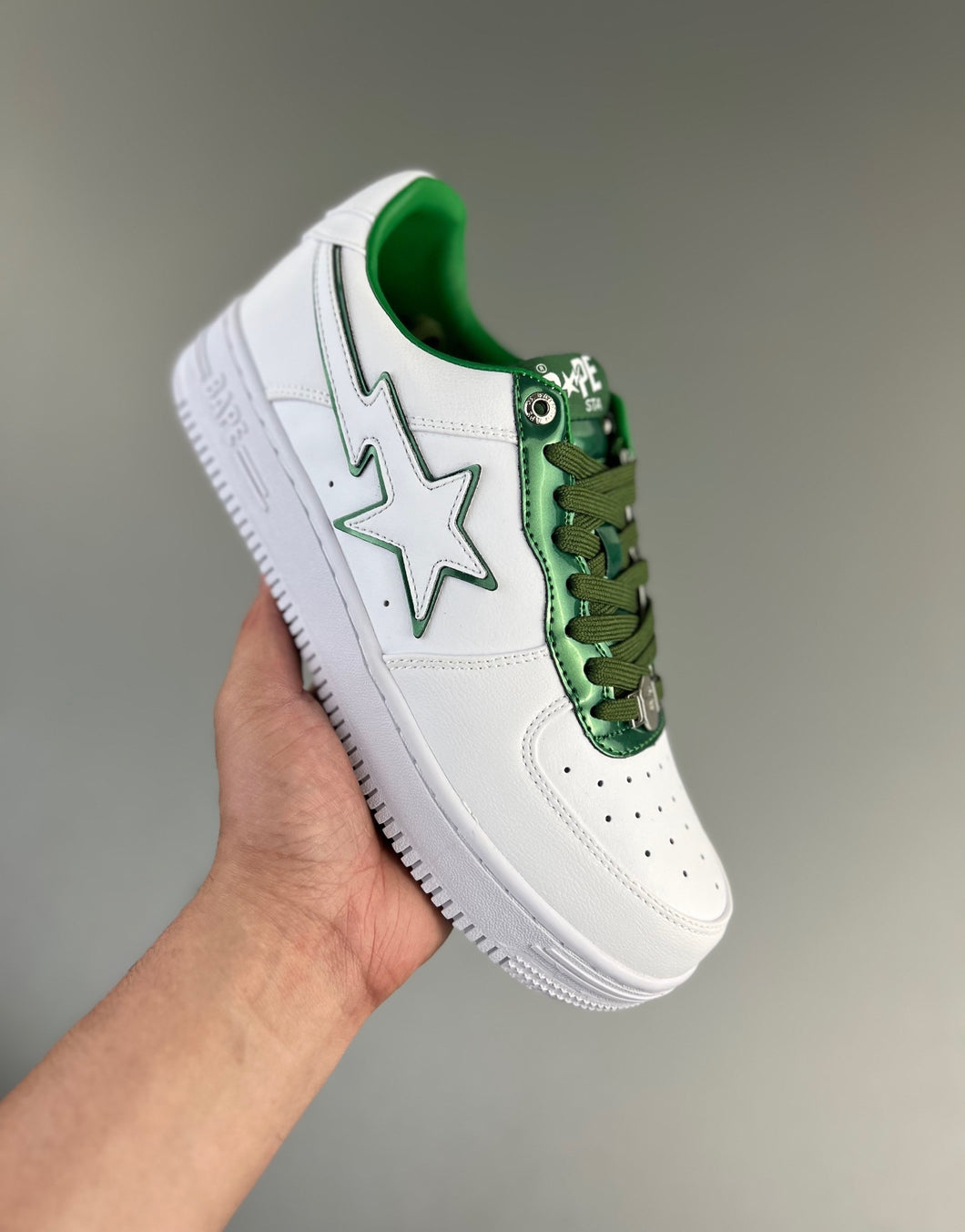 BAPE STA Patent Leather White Green