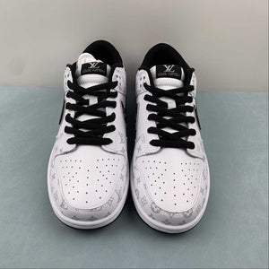 LV x SB Dunk Low White Black Silver LV0526-591