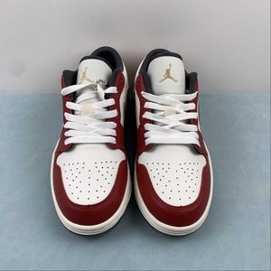 Air Jordan 1 Low SE Sail Metallic Gold Grain Dark Team Red FJ5735-100