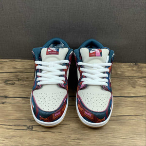 SB Dunk Low Parra 2021 Fire Pink Gym Red Mocha Royal Blue DH7695-600