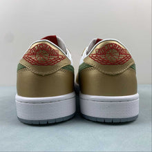 Cargar imagen en el visor de la galería, Air Jordan 1 Low OG GS Year of the Dragon Sail Oil Green Metallic Gold Grain FQ6593-100
