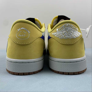 Travis Scott x Air Jordan 1 Low OG Canary Racer Blue Light Silver Gum Medium Brown DZ4137-700