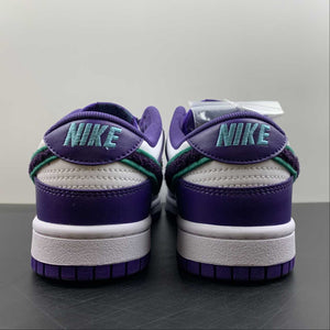 SB Dunk Low Chenille Swoosh Sail Grand Purple Neptune Green DQ7683-100