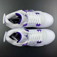 Cargar imagen en el visor de la galería, Air Jordan 4 Retro GS White Metallic Silver Court Purple 408452-115
