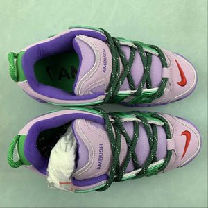 Air More Uptempo Low x AMBUSH Lilac Apple Green University Red FB1299 500