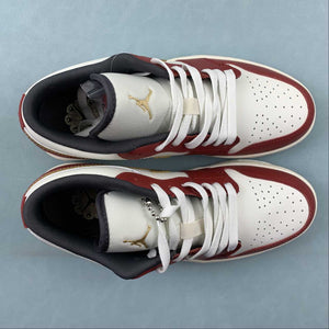 Air Jordan 1 Low SE Sail Metallic Gold Grain Dark Team Red FJ5735-100