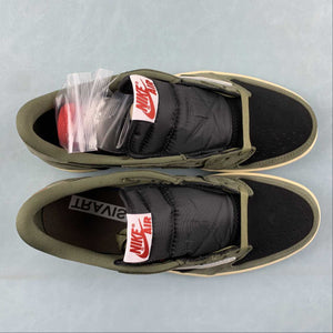 Travis Scott x Air Jordan 1 Low OG Black Sail Medium Olive Muslin DM7866-002