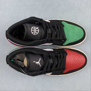 Air Jordan 1 Low Quai 54 White Black Scenery Green University Red FQ6703-100
