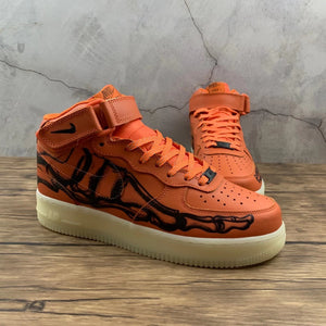 Air Force 1 07 Mid Skeleton Brilliant Orange Black CU8067-801