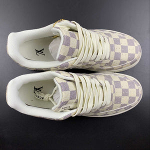 LV x Air Force 1 07 Low Cream Purple Metallic Gold IA9V9G