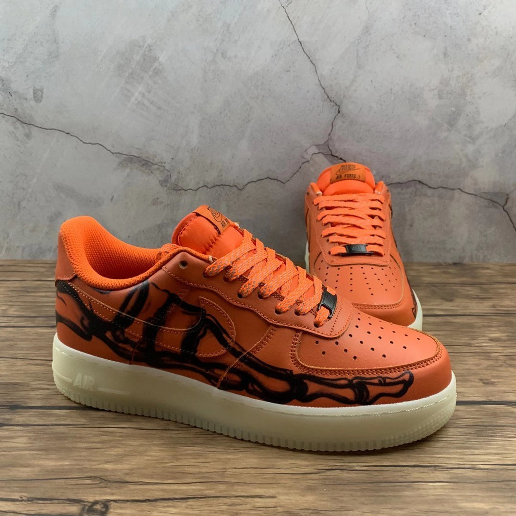 Air Force 1 07 Low Orange Skeleton Black CU8067-800