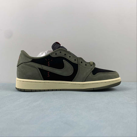 Travis Scott x Air Jordan 1 Low OG Black Sail Medium Olive Muslin DM7866-002