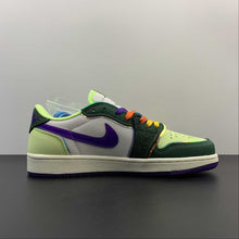 Cargar imagen en el visor de la galería, Air Jordan 1 Low OG Doernbecher Gorge Green Court Purple Bar. Volt Sail FD9665-351
