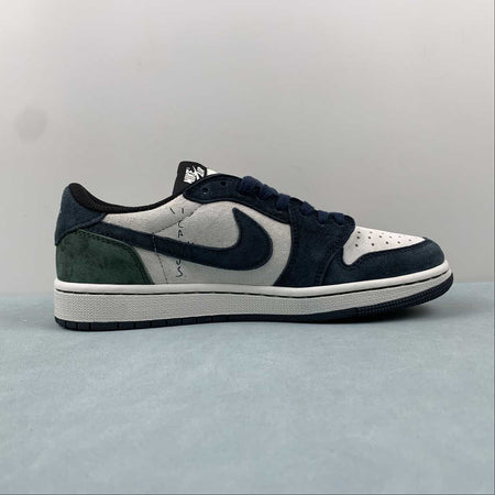 Travis Scott x Air Jordan 1 Low OG Suede Dark Green Blue DM7866-819